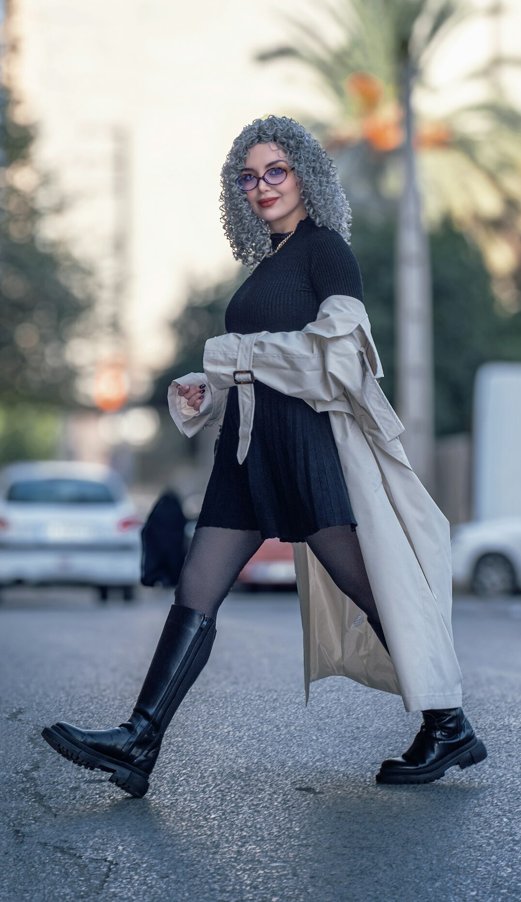fashion influencer posing on street