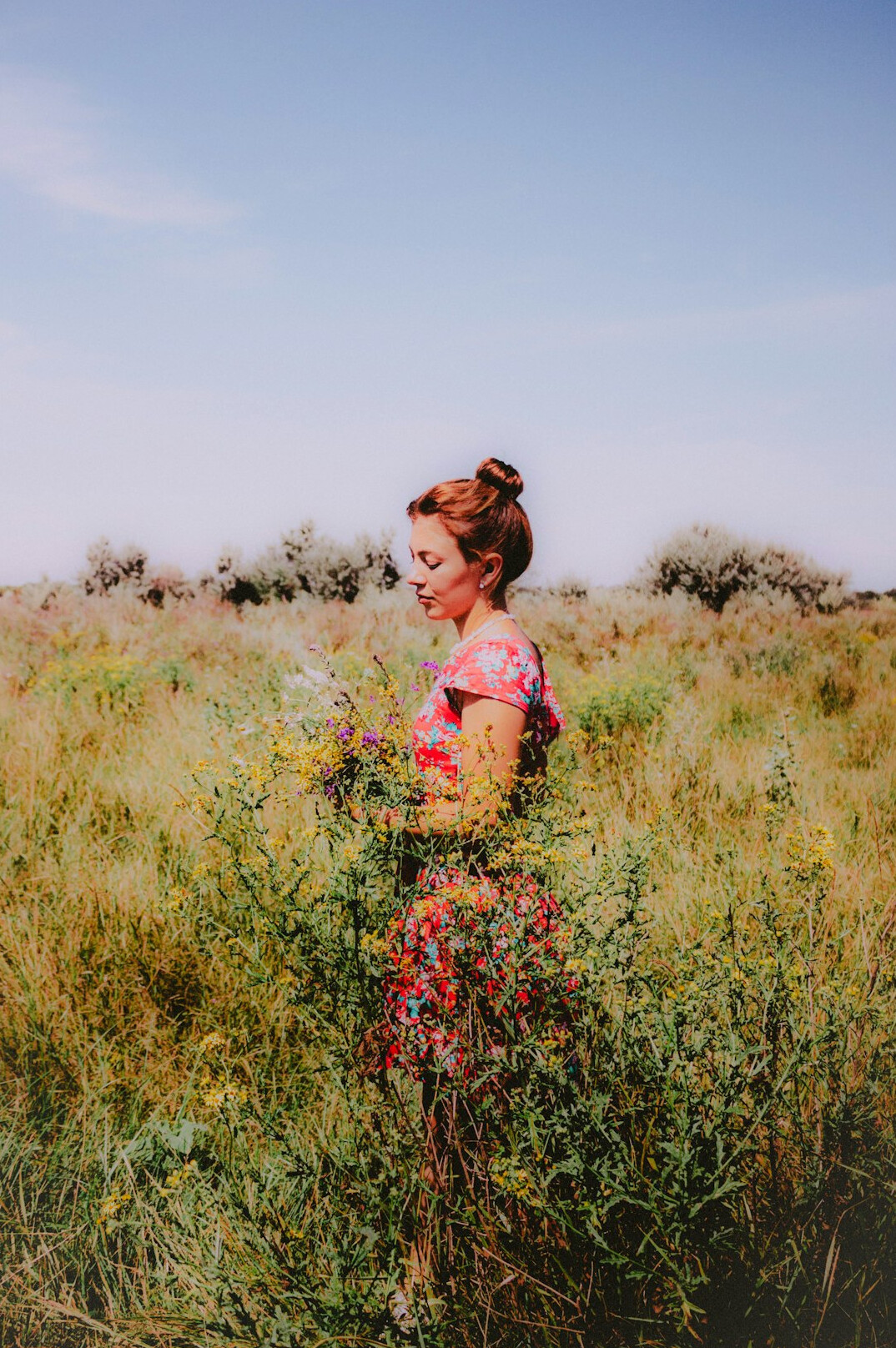 woman in floral dress outdoors